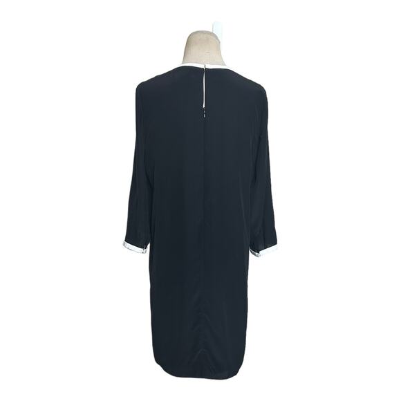 St. Emile black with white trim 3/4 sleeves sheath dress size 8 - Picture 10 of 12